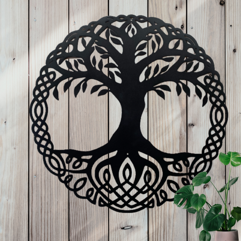 Tree of life featuring Celtic knots. 