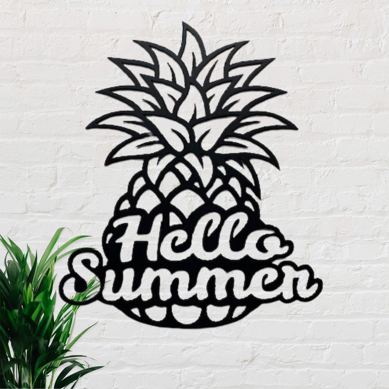 Hello Summer Metal Pineapple Sign
