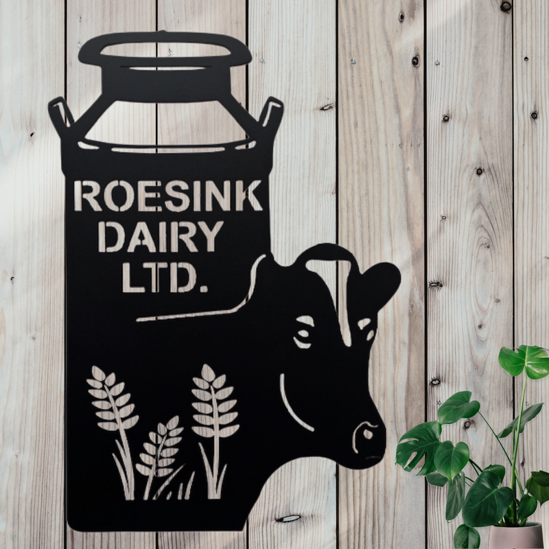 Milk Can Dairy Cow Monogram Metal Sign