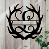 Metal sign in the shape of Antlers with a capital L and a space for a custom name.