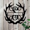 Metal sign in the shape of Antlers with a capital S and a space for a custom name.