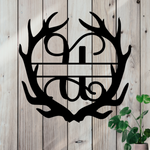 Metal sign in the shape of Antlers with a capital U and a space for a custom name.