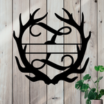 Metal sign in the shape of Antlers with a capital Z and a space for a custom name.
