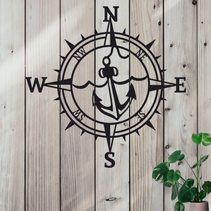 Compass Anchor Metal Sign