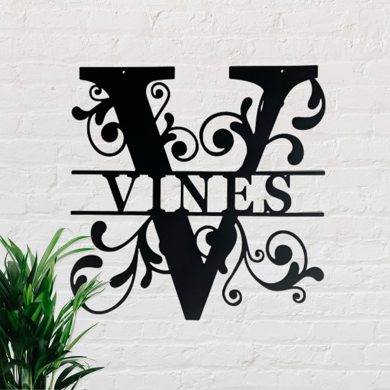 Fancy Split Letter Monogram Metal Sign – CM Signs & Decor