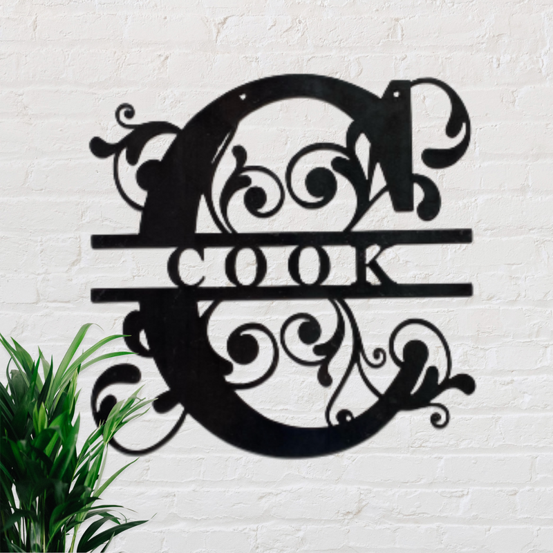 Fancy Split Letter Monogram Metal Sign – CM Signs & Decor