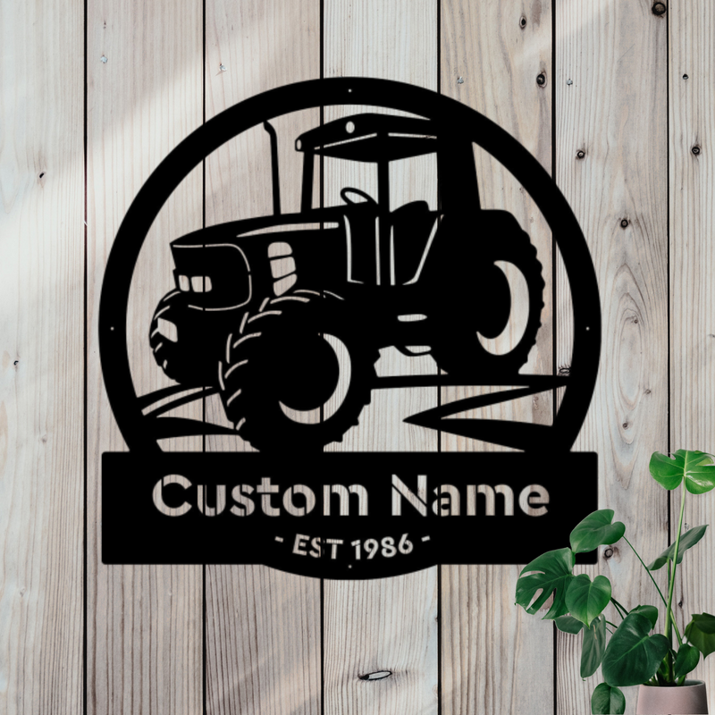 Farm Tractor Monogram Metal Sign