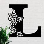 Floral Letter Monogram Metal Sign