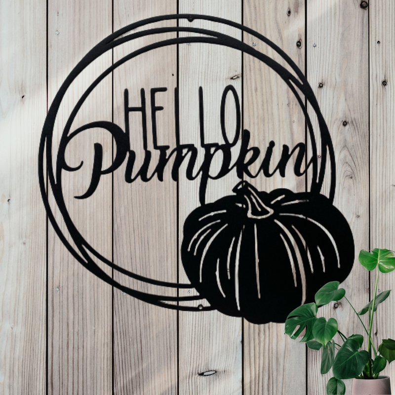Hello Pumpkin Metal Wreath