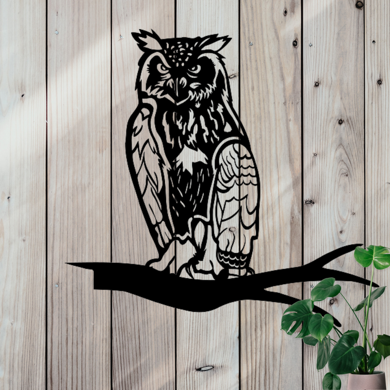 Horned Owl Metal Decor