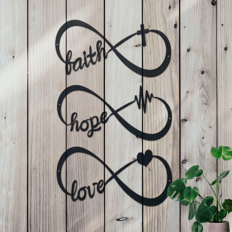 Infinity Metal Signs - Faith, Hope and Love (set of 3)