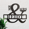 Mr and Mrs Monogram Metal Sign