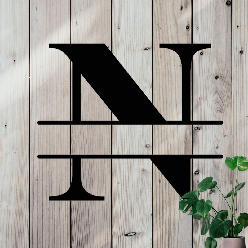 Simple Split Letter Monogram Metal Sign