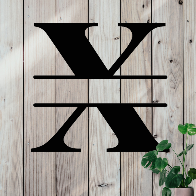 Simple Split Letter Monogram Metal Sign