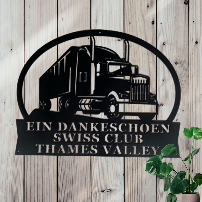 Transport Truck Monogram Metal Sign