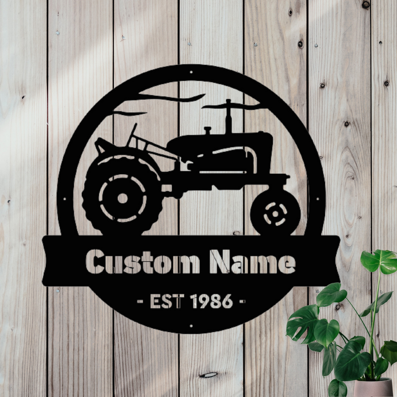 Vintage Tractor Metal Monogram