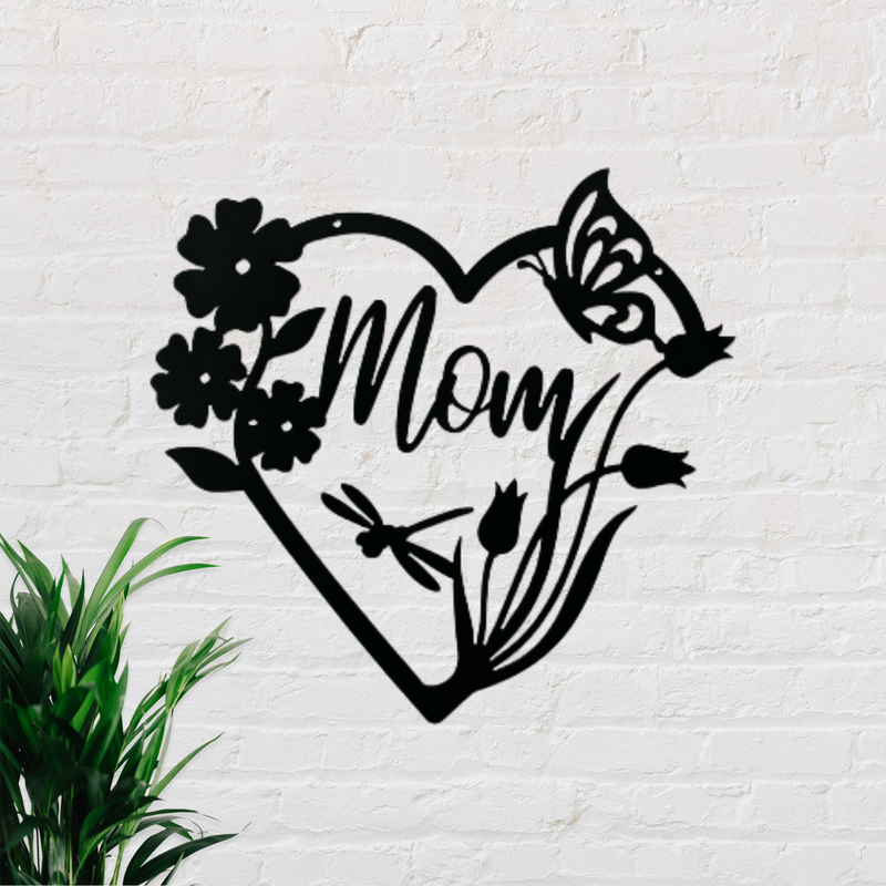 Mom's Floral Heart Sign